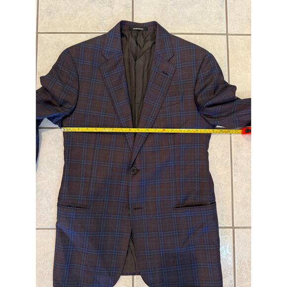 Emporio Armani G-Line Plaid Wool Super 130's Mens Sports Coat Sz 50 EU 40 US - Picture 8 of 10